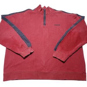 Vtg Ralph Lauren Chaps 1/4 Zip Fleece Men's XL Red Long Sleeve Pull Over Sweater